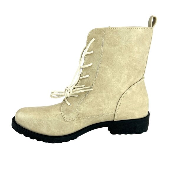 Catherine Malandrino BOONEY Women's Booties Lace Up Combats Boots Stone - Picture 3 of 9